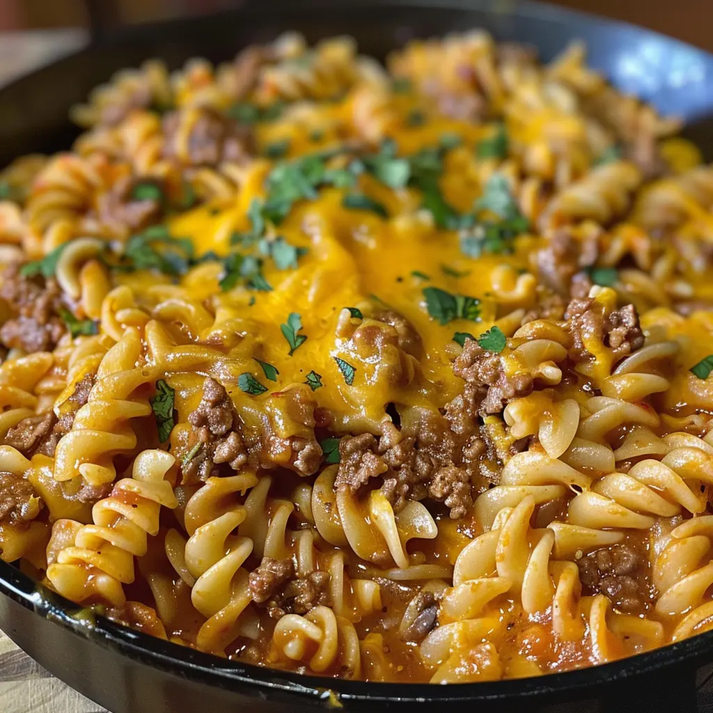 Cheesy Beef Taco Pasta - Recipes Player